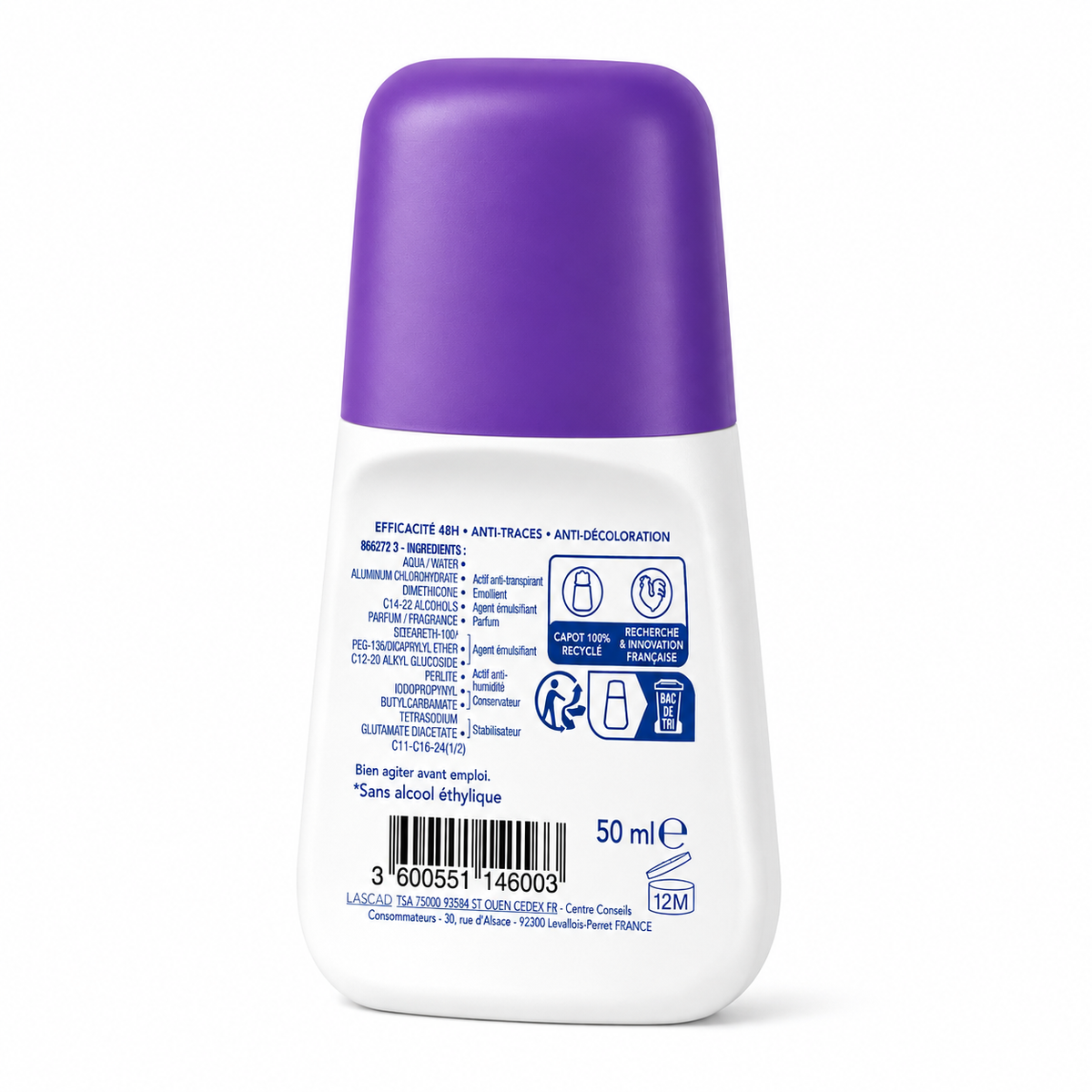 NARTA Déodorant Bille Anti-traces 48h Impeccable 50ml