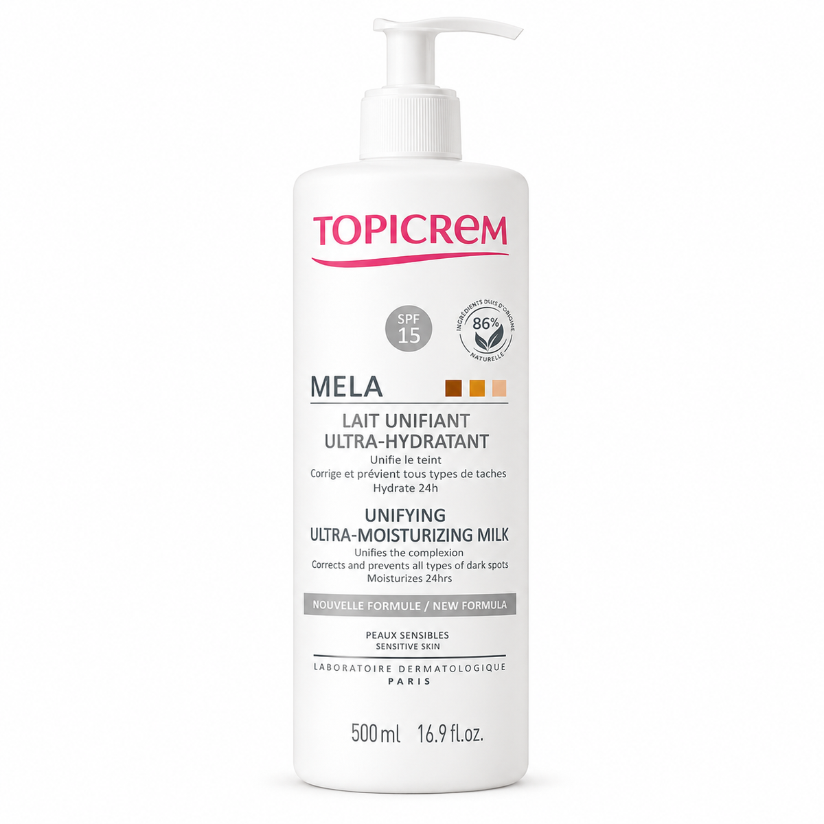 Topicrem Mela Lait Unifiant Ultra Hydratant Peaux Sensibles Mela 500ml