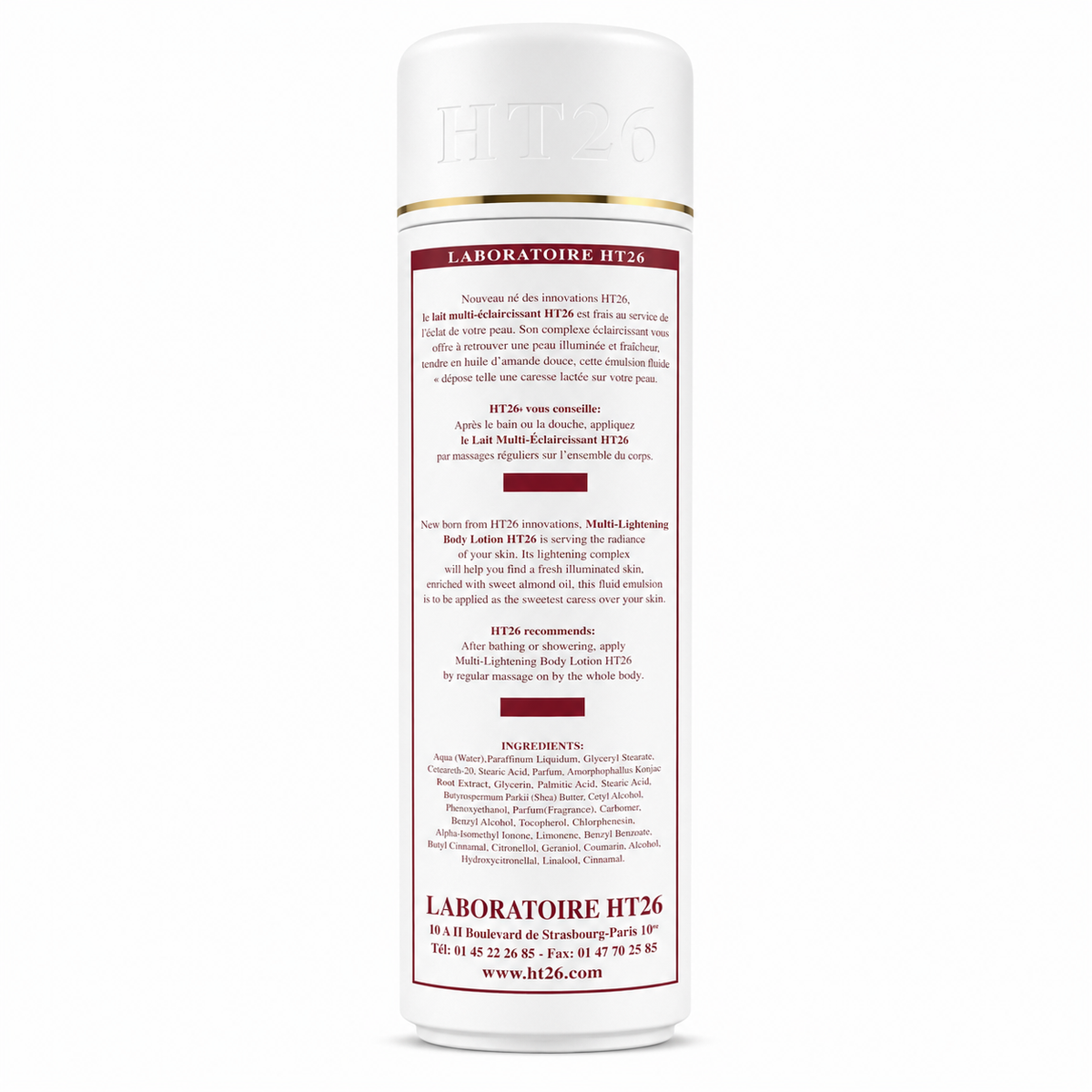 HT26  Lait Multi-Éclaircissant améliore la clarté des peaux noires et métissées 500ml