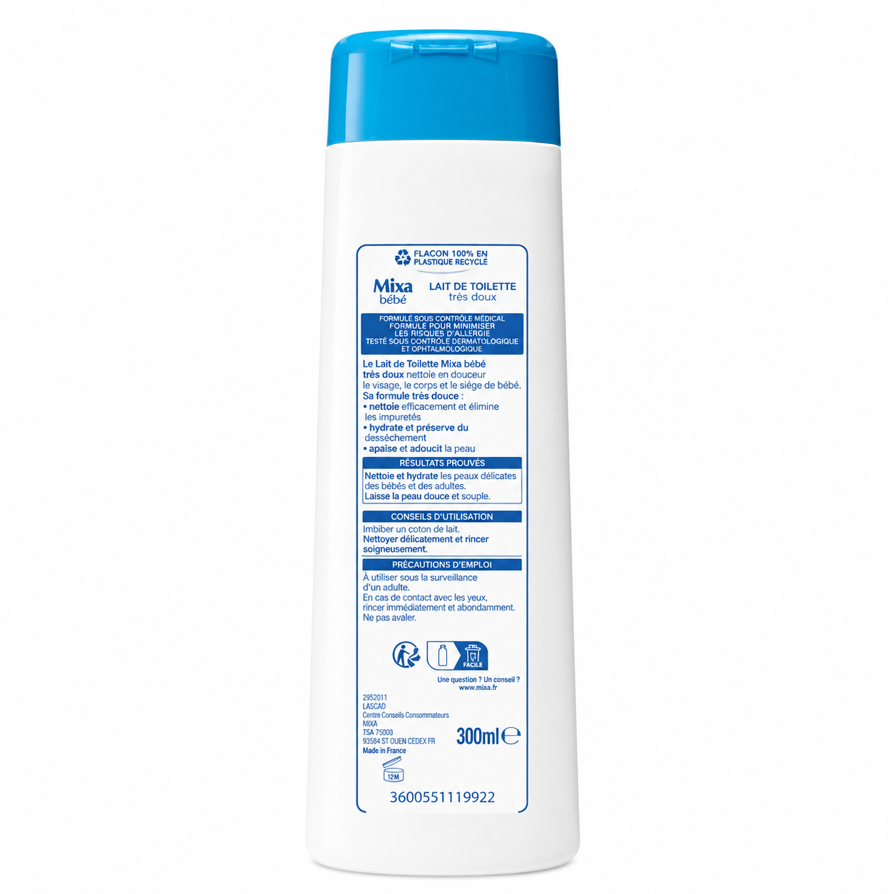 Mixa Lait de toilette bébé très doux Bébé hypoallergénique