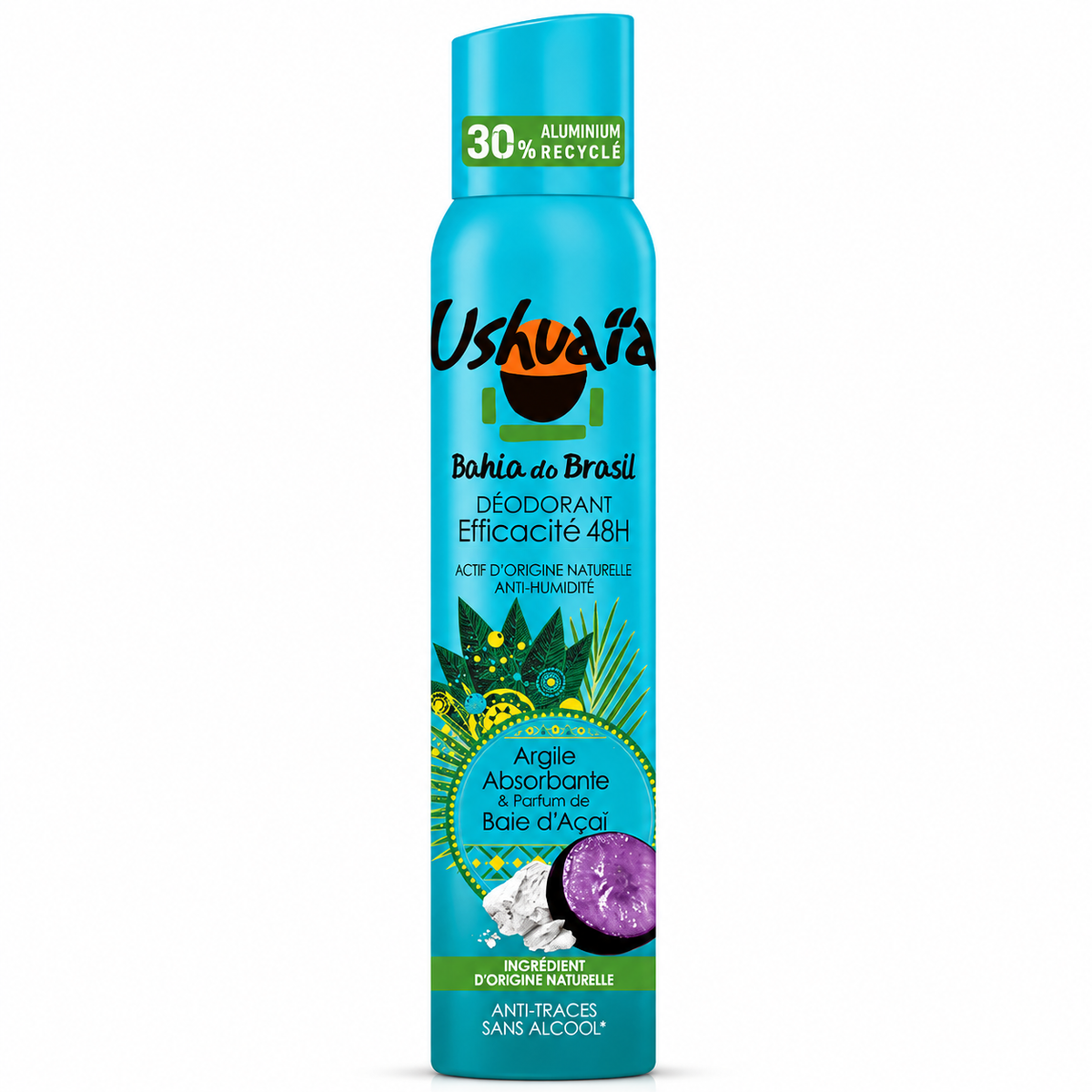Ushuaïa Déodorant spray Efficacité 48h Argile Absorbante Baie D'açaï